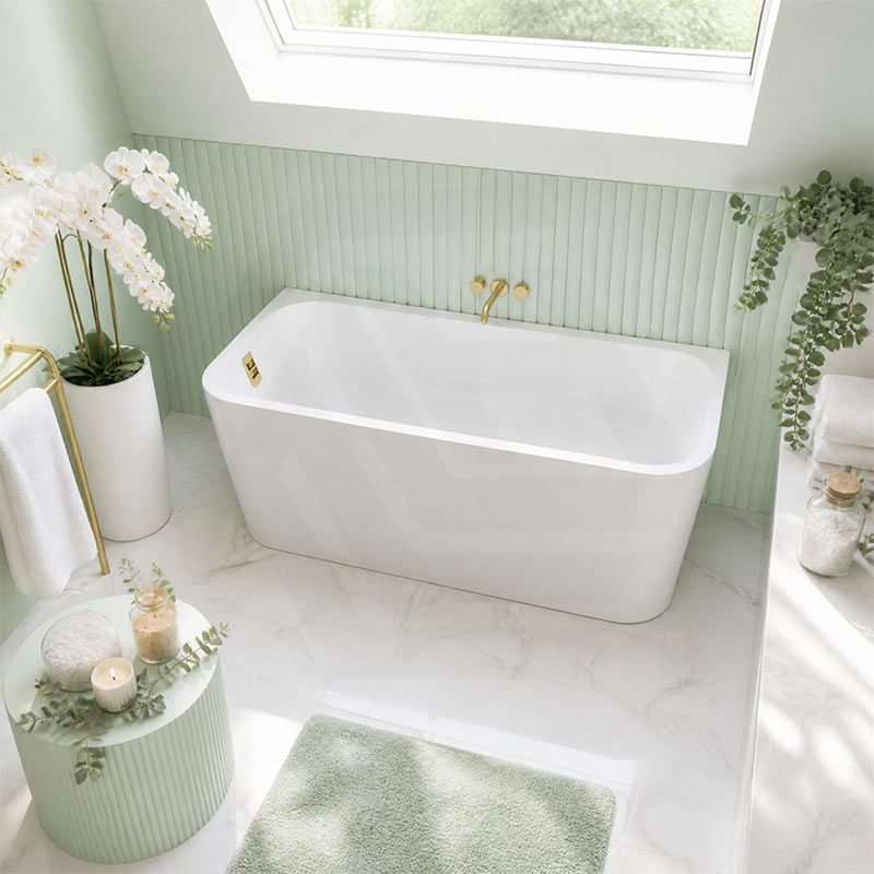 Seima Plati 130 Acrylic Back To Wall Bathtub with Smartfill System 1500/1700mm - Gloss White