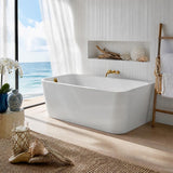 Seima Plati 130 Acrylic Back To Wall Bathtub with Smartfill System 1500/1700mm - Gloss White
