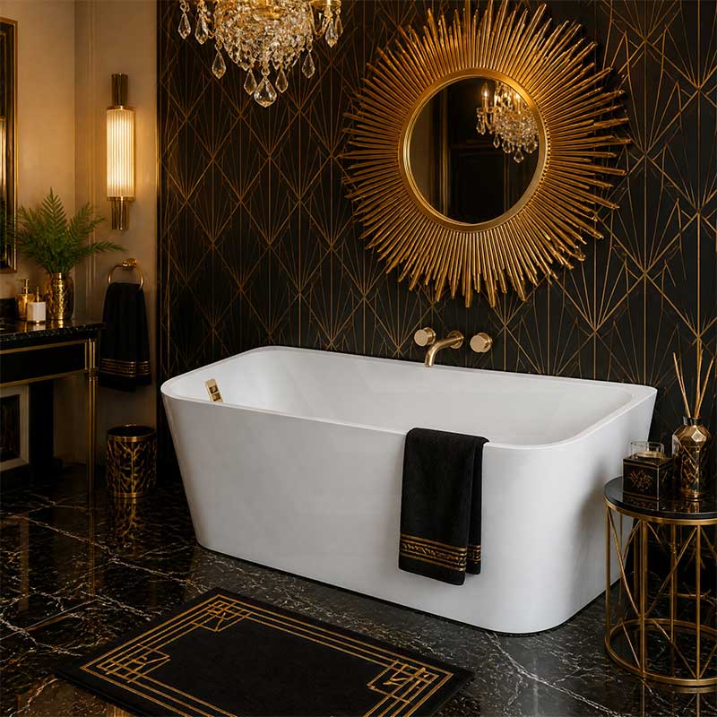 Seima Plati 130 Acrylic Back To Wall Bathtub with Smartfill System 1500/1700mm - Gloss White
