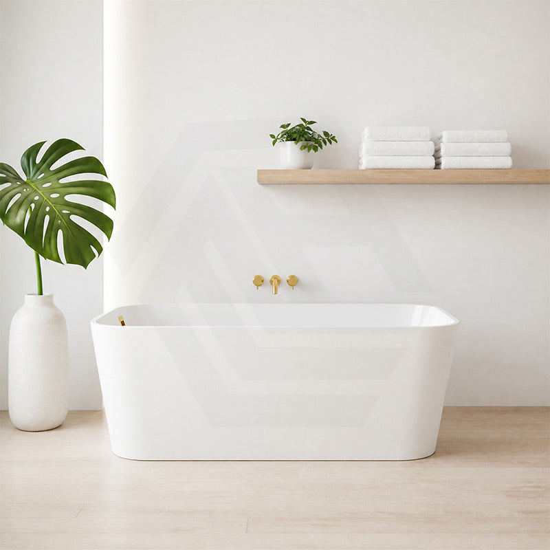 Seima Plati 130 Acrylic Back To Wall Bathtub with Smartfill System 1500/1700mm - Gloss White