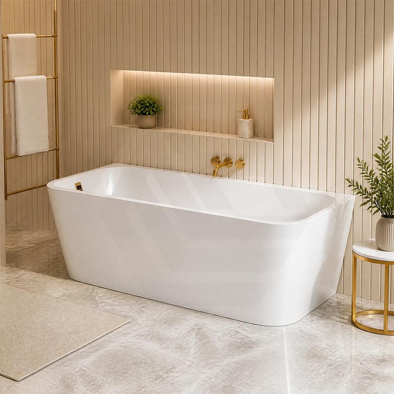 Seima Plati 130 Acrylic Back To Wall Bathtub with Smartfill System 1500/1700mm - Gloss White