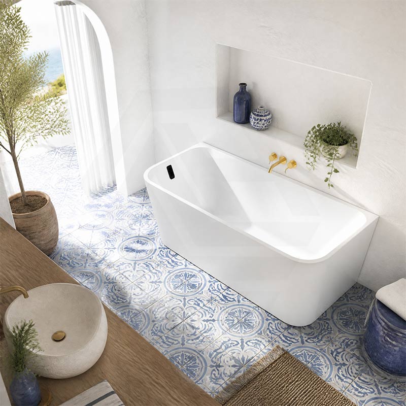 Seima Plati 130 Acrylic Back To Wall Bathtub with Smartfill System 1500/1700mm - Gloss White