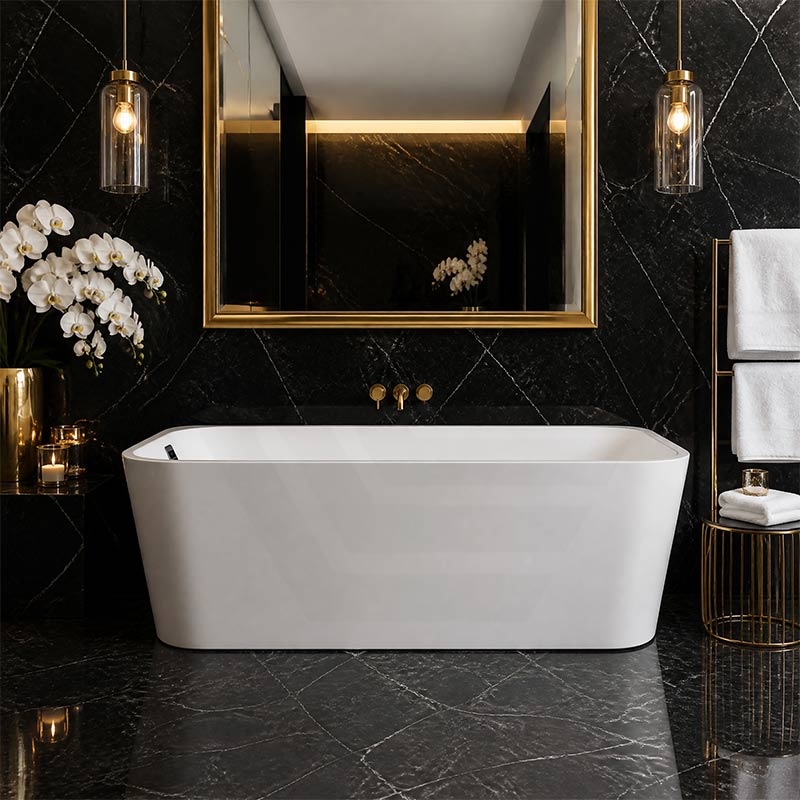 Seima Plati 130 Acrylic Back To Wall Bathtub with Smartfill System 1500/1700mm - Gloss White