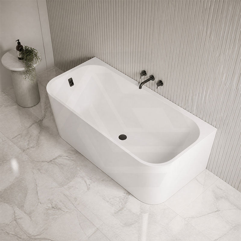 Seima Plati 130 Acrylic Back To Wall Bathtub with Smartfill System 1500/1700mm - Gloss White