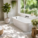 Seima Plati 130 Acrylic Back To Wall Bathtub with Smartfill System 1500/1700mm - Gloss White