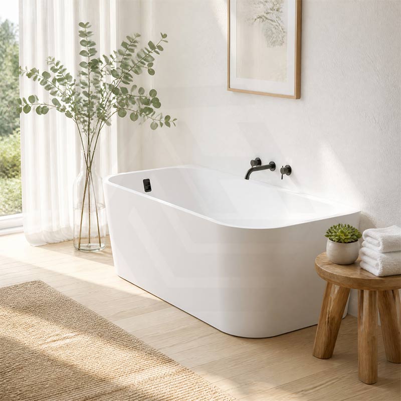 Seima Plati 130 Acrylic Back To Wall Bathtub with Smartfill System 1500/1700mm - Gloss White
