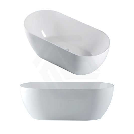 1500/1700Mm Arko 120 Oval Freestanding Bathtub Gloss White Acrylic With Overflow Smartfill System