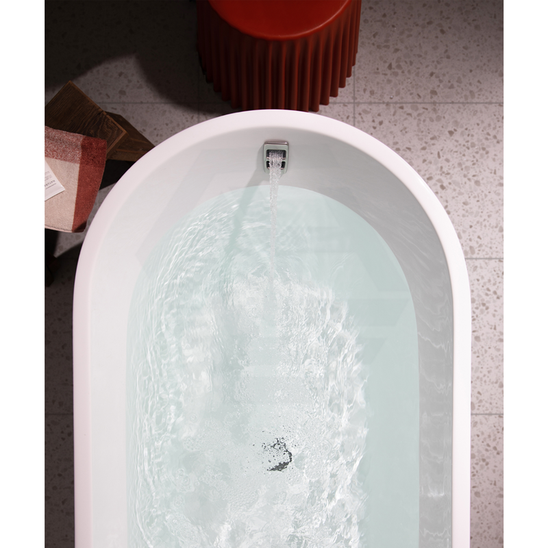 1500/1700Mm Arko 120 Oval Freestanding Bathtub Gloss White Acrylic With Overflow Smartfill System