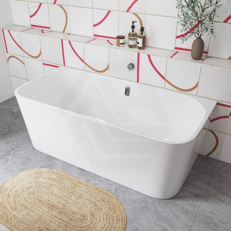 Seima 1500/1700Mm Plati 130 Back To Wall Bathtub White Acrylic With Smartfill System Gloss To