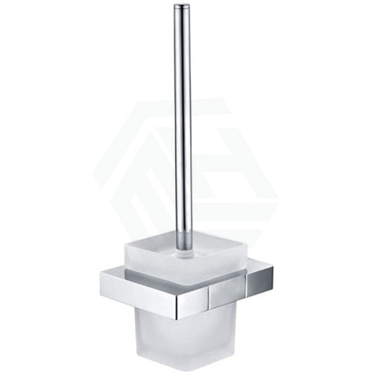 Seto Chrome Brass Square Toilet Brush With Frosted Glass Brushes & Holders