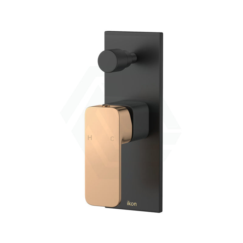 Seto Solid Brass Matt Black & Rose Gold Handle Bath/Shower Wall Mixer With Diverter Multi-Colour