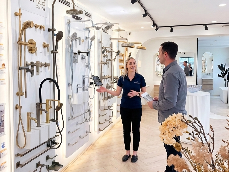 Our showroom consultant helping a customer