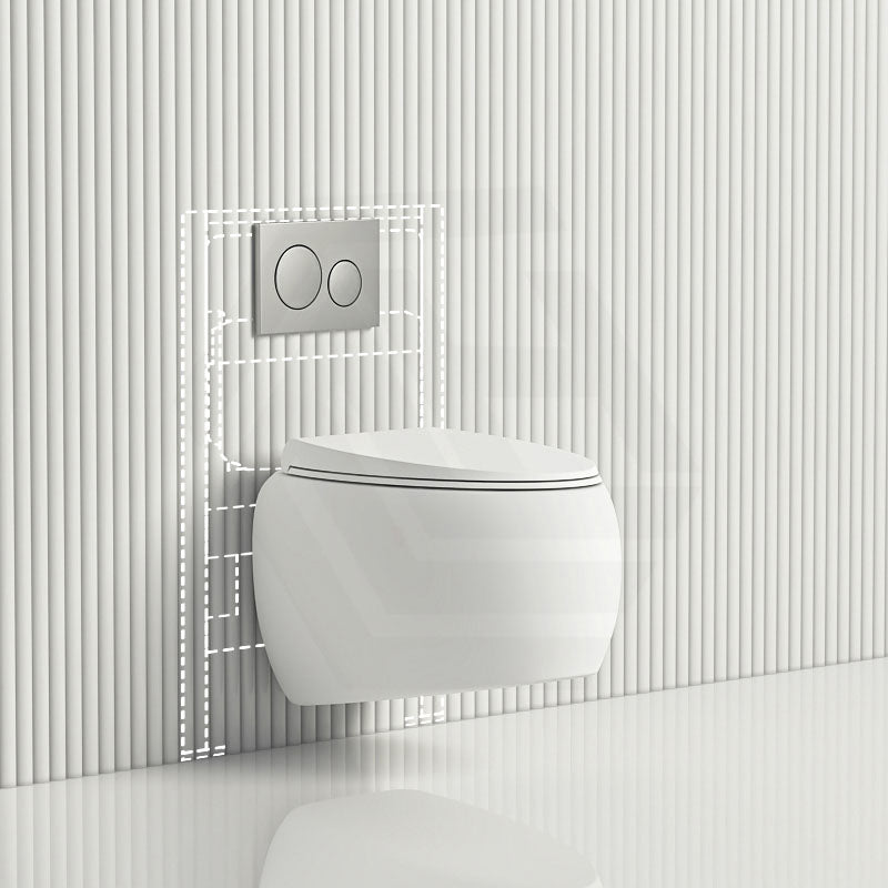 RAK Cloud Rimless Flush Wall Hung Toilet Pan with Geberit Framed Inwall Concealed Cistern Sigma8-F Push Button Available