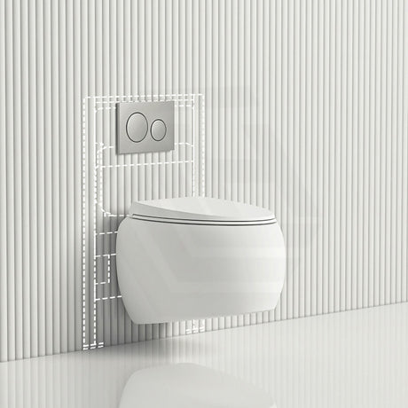 RAK Cloud Rimless Flush Wall Hung Toilet Pan with Geberit Framed Inwall Concealed Cistern Sigma8-F Push Button Available
