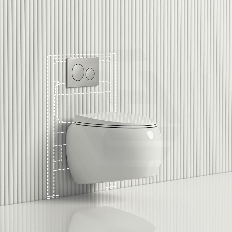 RAK Cloud Rimless Flush Wall Hung Toilet Pan with Geberit Framed Inwall Concealed Cistern Sigma8-F Push Button Available