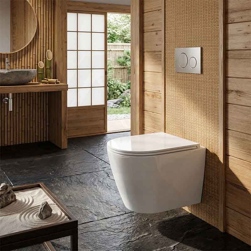 ZARA Rimless Wall Hung Toilet Suite 515x360x350mm - Gloss White
