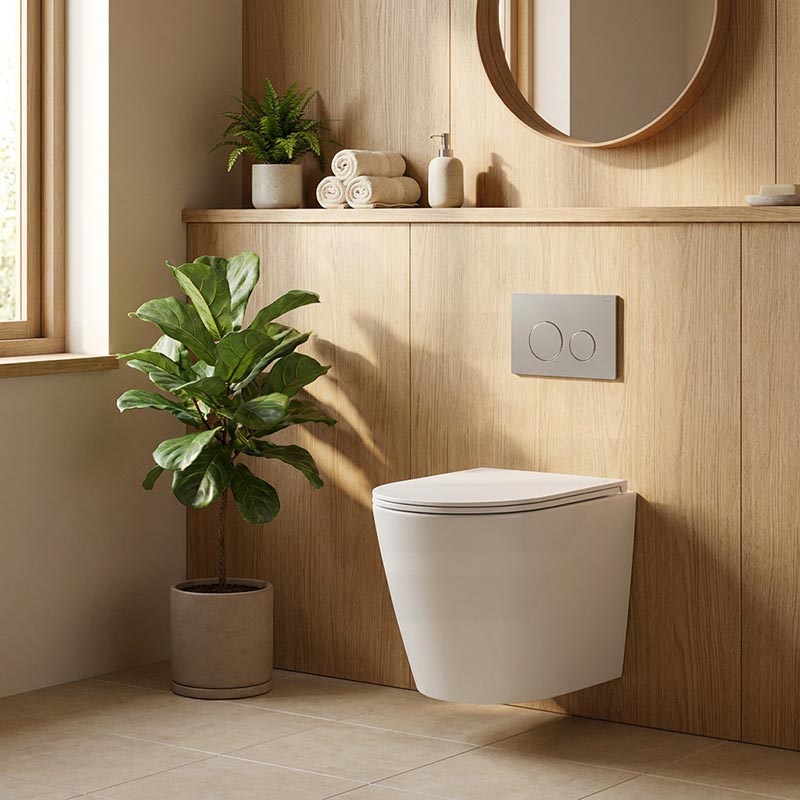 ZARA Rimless Wall Hung Toilet Suite 515x360x350mm - Gloss White