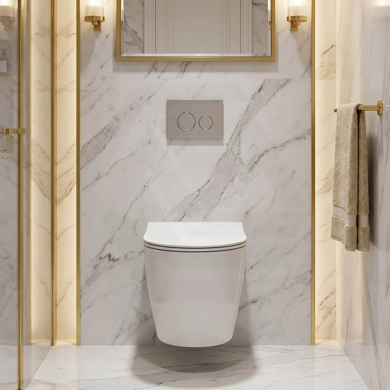 ZARA Rimless Wall Hung Toilet Suite 515x360x350mm - Gloss White