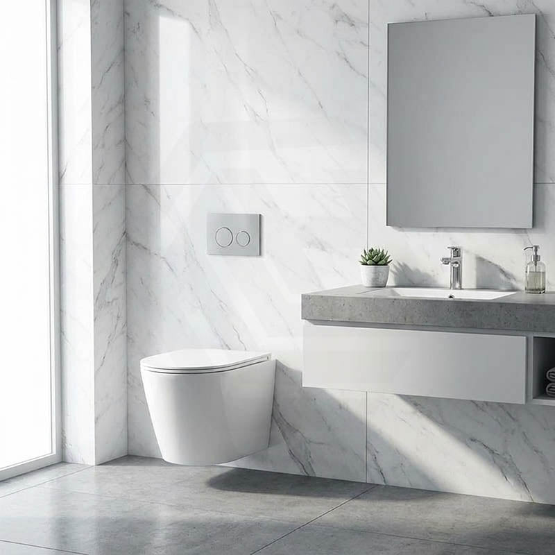 ZARA Rimless Wall Hung Toilet Suite 515x360x350mm - Gloss White
