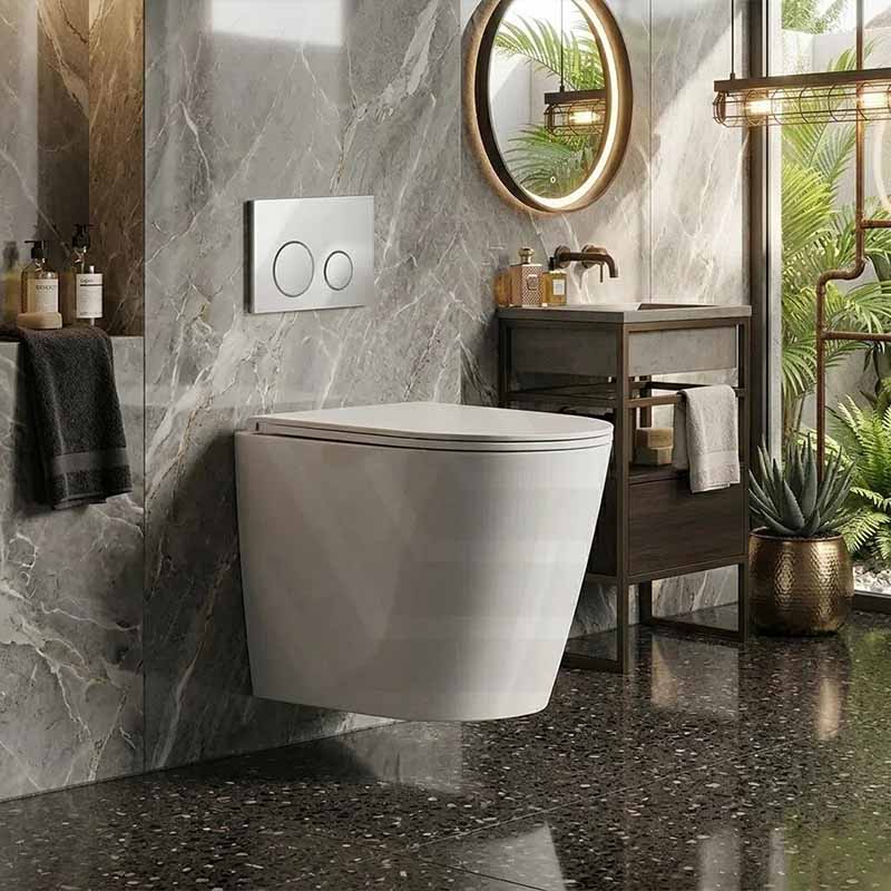 ZARA Rimless Wall Hung Toilet Suite 515x360x350mm - Gloss White