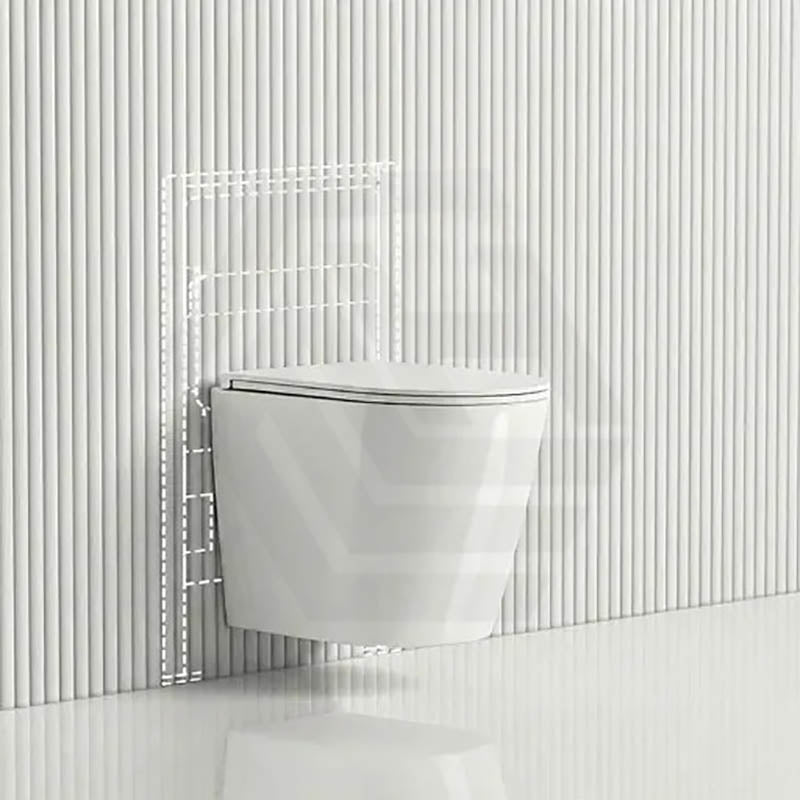 ZARA Rimless Wall Hung Toilet Suite 515x360x350mm - Gloss White