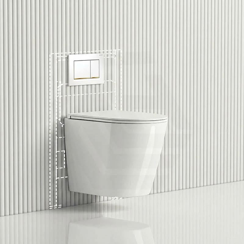 ZARA Rimless Wall Hung Toilet Suite 515x360x350mm - Gloss White