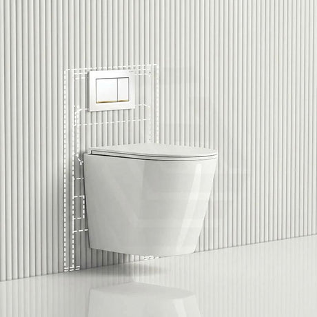 ZARA Rimless Wall Hung Toilet Suite 515x360x350mm - Gloss White
