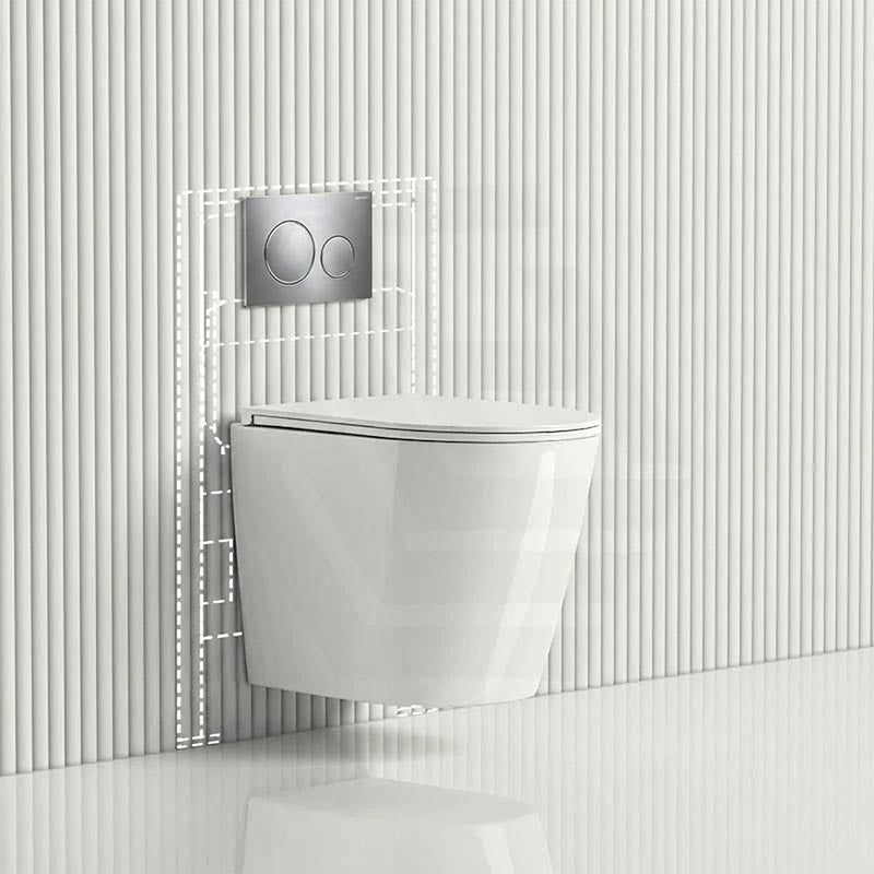 ZARA Rimless Wall Hung Toilet Suite 515x360x350mm - Gloss White