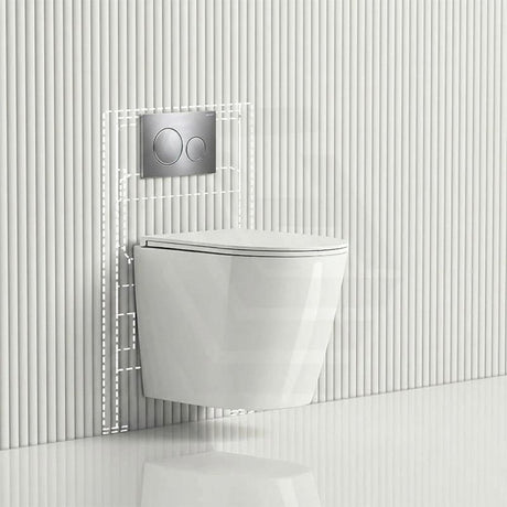 ZARA Rimless Wall Hung Toilet Suite 515x360x350mm - Gloss White