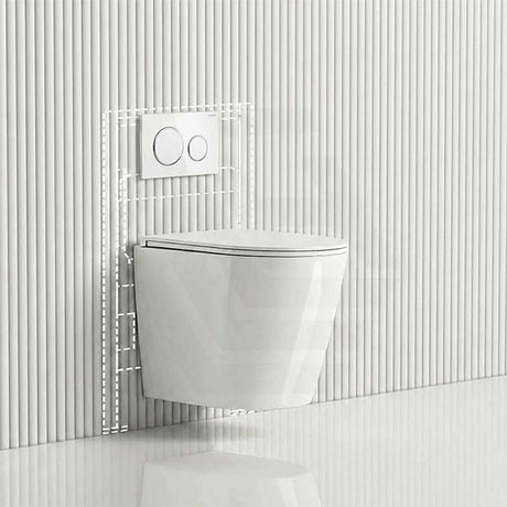 ZARA Rimless Wall Hung Toilet Suite 515x360x350mm - Gloss White