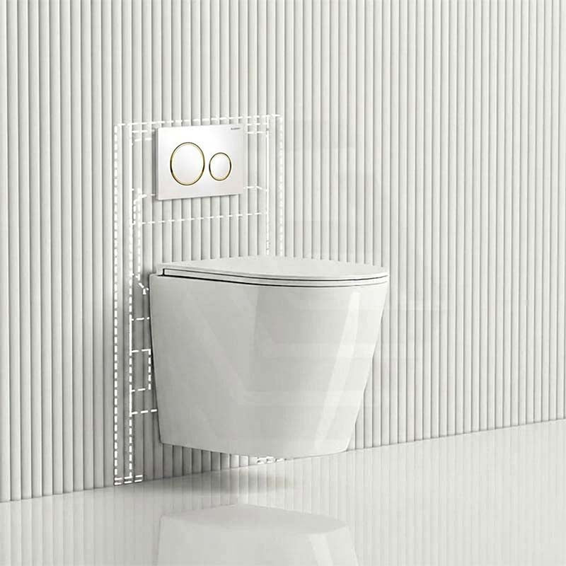 ZARA Rimless Wall Hung Toilet Suite 515x360x350mm - Gloss White