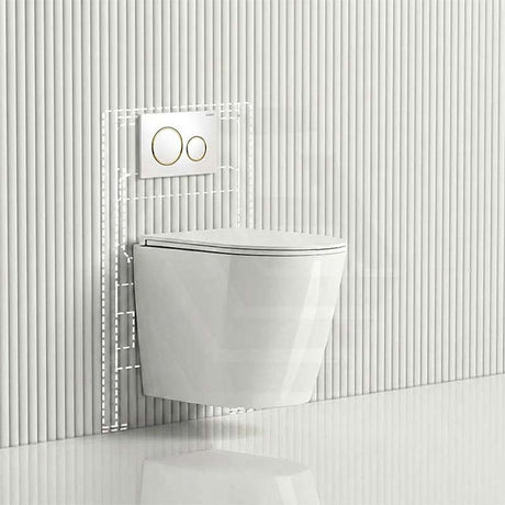 ZARA Rimless Wall Hung Toilet Suite 515x360x350mm - Gloss White
