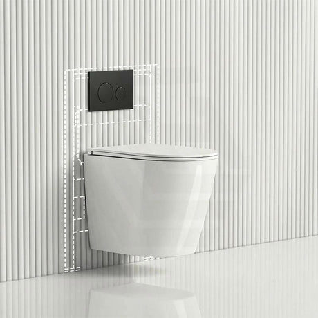 ZARA Rimless Wall Hung Toilet Suite 515x360x350mm - Gloss White