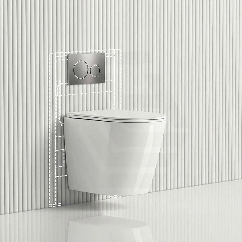 ZARA Rimless Wall Hung Toilet Suite 515x360x350mm - Gloss White