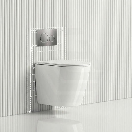 ZARA Rimless Wall Hung Toilet Suite 515x360x350mm - Gloss White