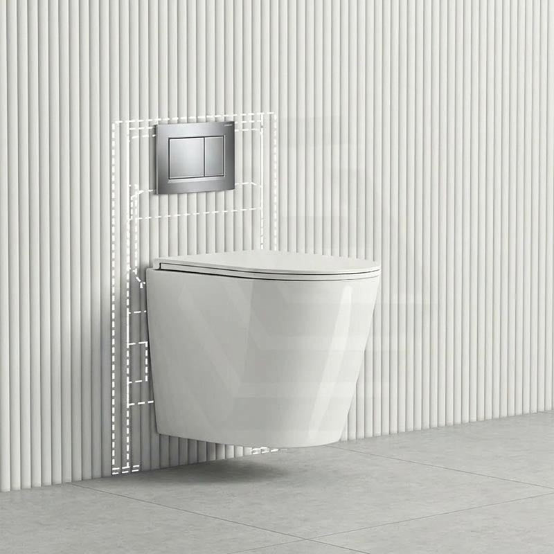 ZARA Rimless Wall Hung Toilet Suite 515x360x350mm - Gloss White