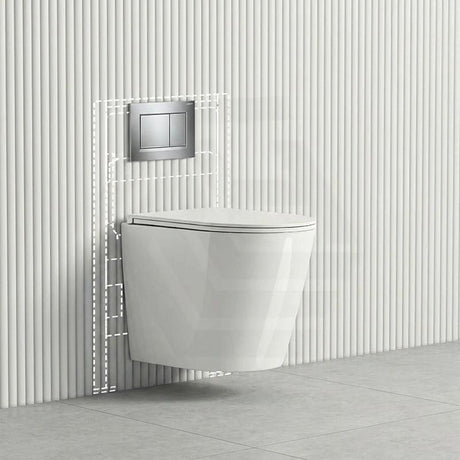 ZARA Rimless Wall Hung Toilet Suite 515x360x350mm - Gloss White