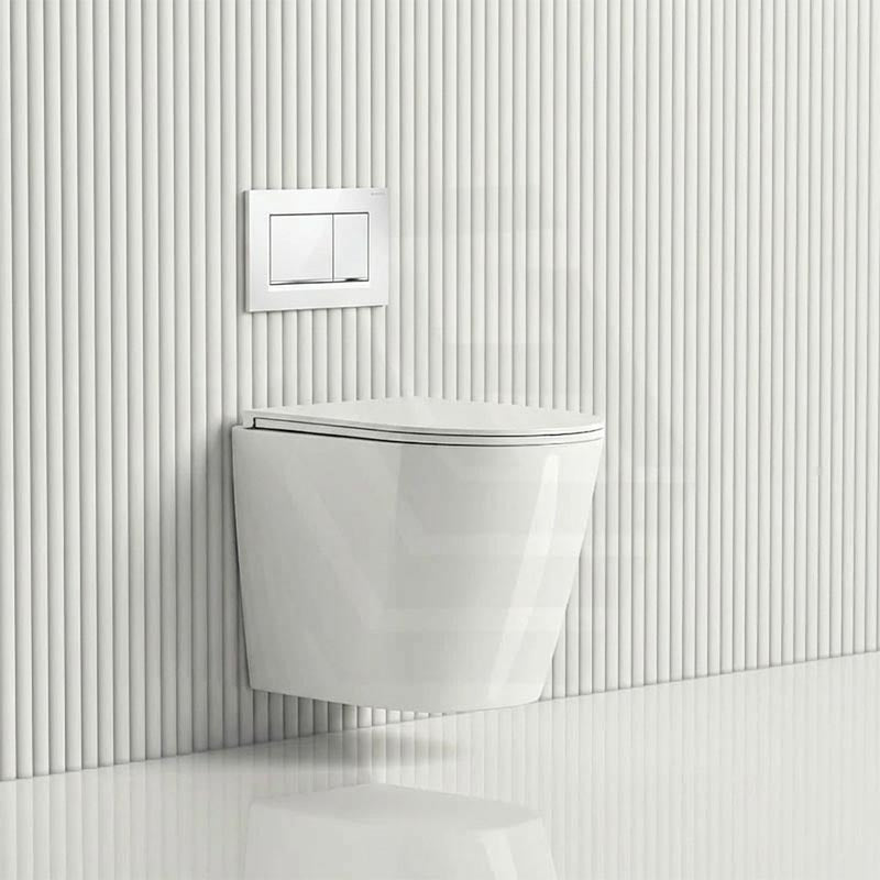 ZARA Rimless Wall Hung Toilet Suite 515x360x350mm - Gloss White