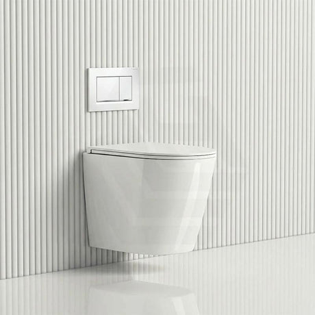 ZARA Rimless Wall Hung Toilet Suite 515x360x350mm - Gloss White