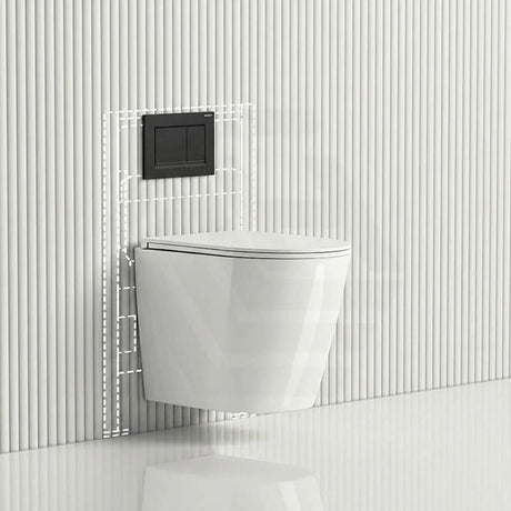 ZARA Rimless Wall Hung Toilet Suite 515x360x350mm - Gloss White