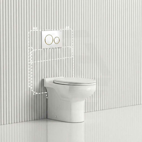 RAK Junior Wall Faced Toilet Pan with Geberit Frameless Inwall Concealed Cistern Sigma8 Push Button Available P Trap Only 480x330x385mm - Gloss White