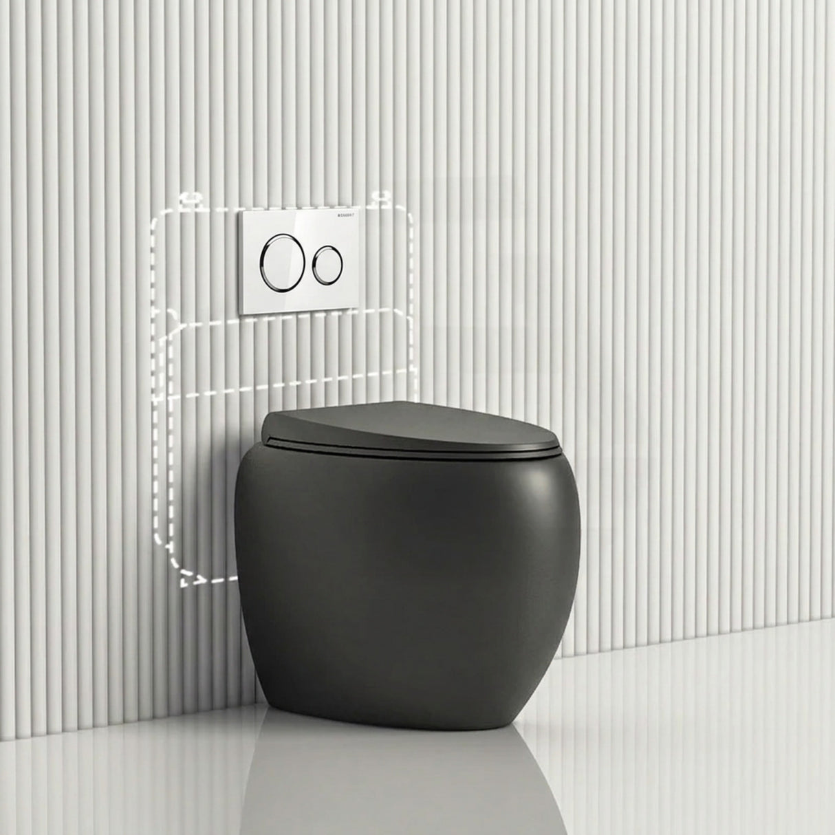 RAK CLOUD Rimless Wall Faced Toilet Pan with Geberit Frameless Inwall Concealed Cistern Sigma8 Push Button - Variant Colour