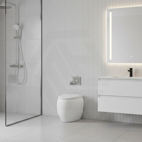 RAK CLOUD Rimless Wall Faced Toilet Pan with Geberit Frameless Inwall Concealed Cistern Sigma8 Push Button - Variant Colour