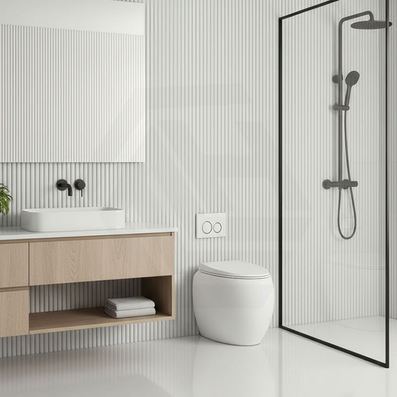 RAK CLOUD Rimless Wall Faced Toilet Pan with Geberit Frameless Inwall Concealed Cistern Sigma8 Push Button - Variant Colour