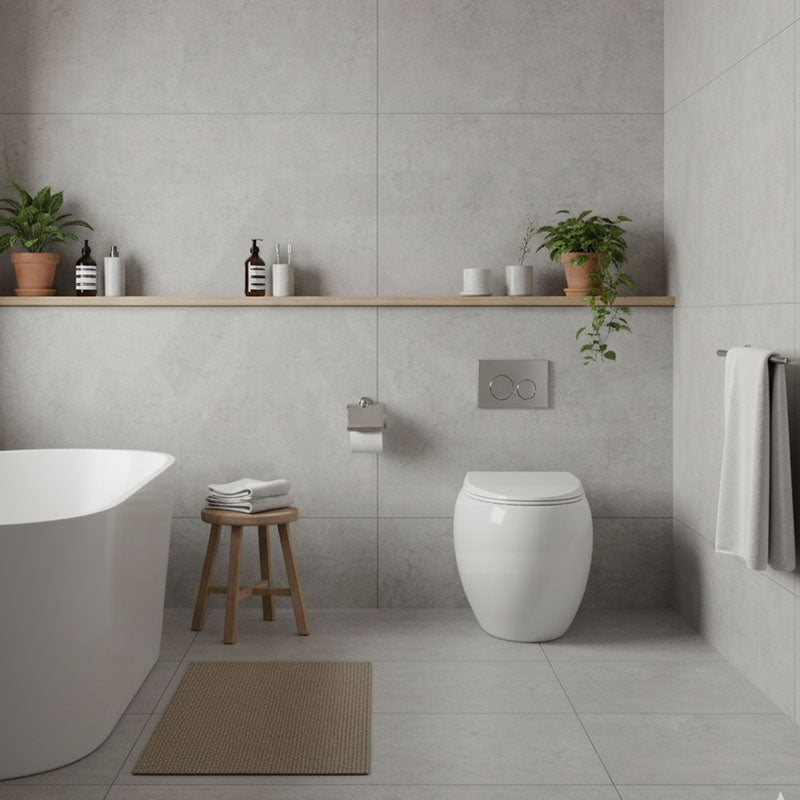 RAK CLOUD Rimless Wall Faced Toilet Pan with Geberit Frameless Inwall Concealed Cistern Sigma8 Push Button - Variant Colour