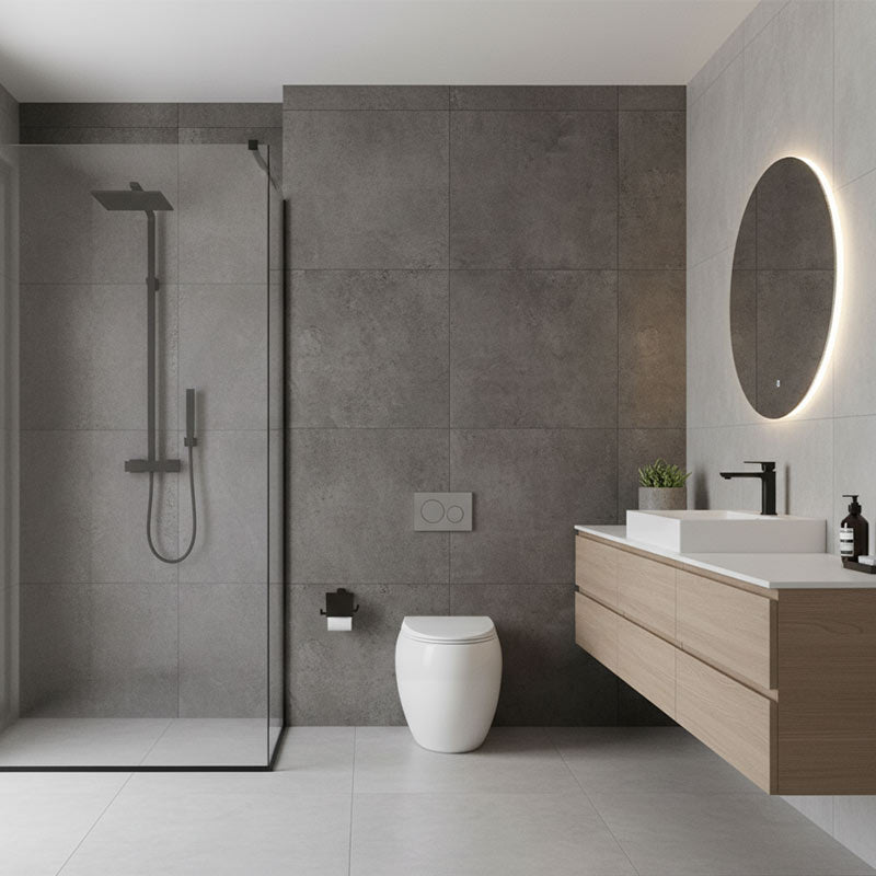 RAK CLOUD Rimless Wall Faced Toilet Pan with Geberit Frameless Inwall Concealed Cistern Sigma8 Push Button - Variant Colour
