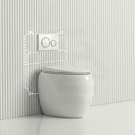 RAK CLOUD Rimless Wall Faced Toilet Pan with Geberit Frameless Inwall Concealed Cistern Sigma8 Push Button - Variant Colour