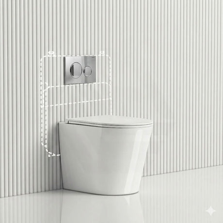Geberit Sigma8 Inwall Cistern with Rimless Tornado Wall Faced Toilet Pan & Push Button 580x360x420mm - Gloss White