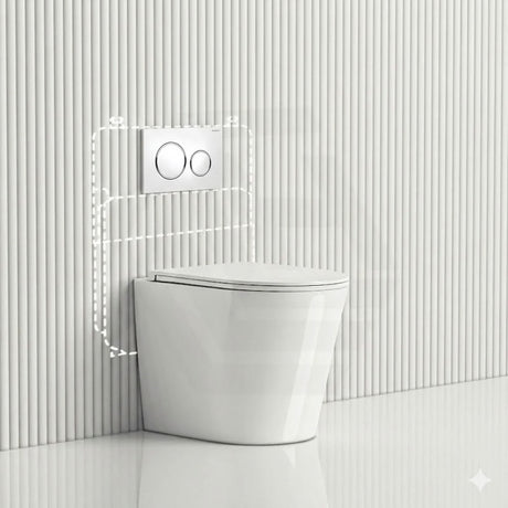 Geberit Sigma8 Inwall Cistern with Rimless Tornado Wall Faced Toilet Pan & Push Button 580x360x420mm - Gloss White