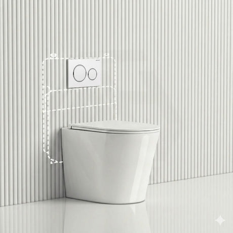 Geberit Sigma8 Inwall Cistern with Rimless Tornado Wall Faced Toilet Pan & Push Button 580x360x420mm - Gloss White